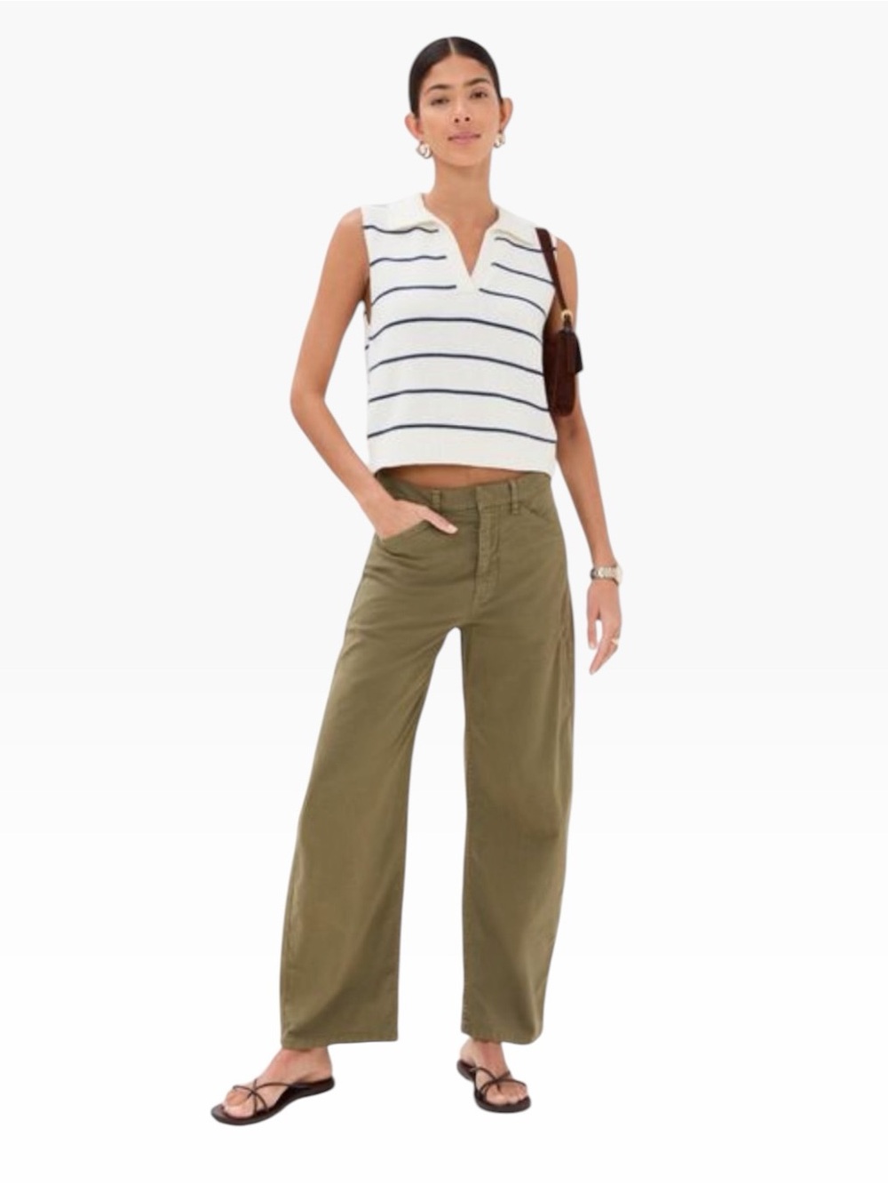 Nili Lotan Leon Green Twill Wide-Leg Pants Size 4